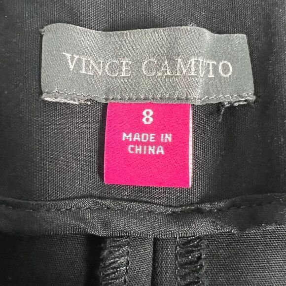 Vince Camuto Trouser Pants Satiny Black Side Zipper Ankle Slits Stretch Women 8 - Picture 9 of 13